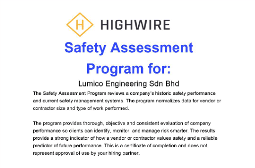 Safety Assessment Highwire Certificate